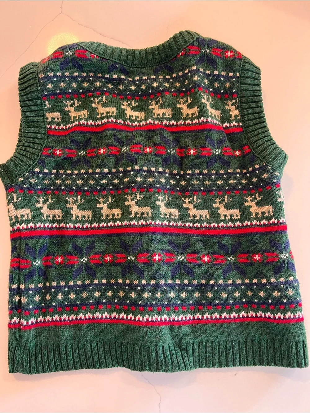 Class Club Green Fair Isle Reindeer Knit Vest - Kids
